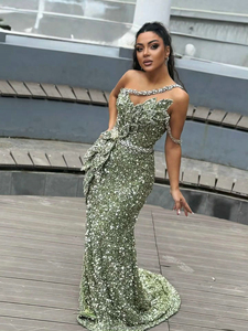 MD50050 abiti lunghi verdi formali per le donne eleganti abiti Casual eleganti con perline paillettes abiti da Cocktail Sexy <span class=keywords><strong>damigelle</strong></span> - Product Image 6