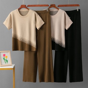 Ensemble tricoté dégradé d'été : Pull ample à col rond et pantalon large décontracté pour le sport – Coordonnés unisexe - Product Image 1