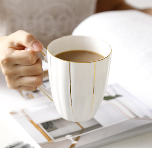 Chất lượng sản phẩm cao thân thiện với môi trắng nổi xương Trung Quốc vàng rim cốc trà - Product Image 1