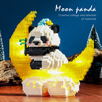 Cadeau d'anniversaire pour garçons et filles, puzzle éducatif avec lumières, motifs de lune, panda et fleurs, jouet de construction en petites briques