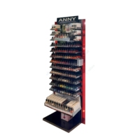Exhibidor de Esmalte de Uñas Moderno de Acrílico y Metal con Estantes Divisores para Salón, Tienda Minorista, Exhibición de Productos