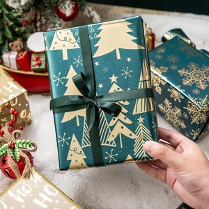 Christmas Wrapping Paper Rolls Green Gold Foil Snowflakes Trees Ho Letters Gift Wrap Set 17x120in 42.5 Sq Ft Recyclable - Product Image 6
