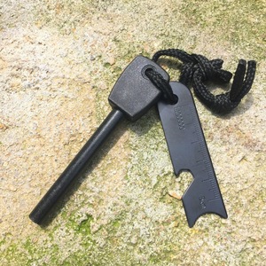 Large Solid <b>Fire</b> <b>Starter</b> Magnesium Rod With Bottle Opener Outdoor Gear Black - Product Image 1