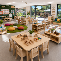 Ensemble table et chaise pour enfants en bois massif, mobilier de classe Montessori, équipement de garderie, de maternelle et de crèche