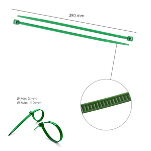 Attache-câble 100% nylon. Vert. 4,6 x 390 mm. Sachet de 100 unités - Product Image 2