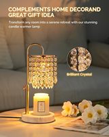 Lampe chauffe-bougie en cristal avec minuterie, ampoule halogène GU10, hauteur réglable, base en marbre - Décoration d'intérieur, cadeau de déménagement, brûleur d'arômes