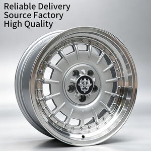 Ruedas Flowtone Plateadas Pulimentadas de 17 Pulgadas 5x112, Llanta de Aleación Clásica JDM Retro con Borde Profundo, Estilo Vintage para Autos Clásicos - Product Image 1