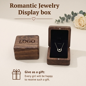 Wholesale Custom Logo Luxury Portable Black Walnut Wood <b>Necklace</b> Jewelry <b>Box</b> for Pendant and <b>Necklace</b> Storage - Product Image 4
