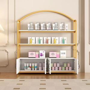 Étagère de présentation de style français moderne, étagère de rangement cosmétique commerciale, unité d'étagères ouvertes avec armoire inférieure pour salon - Product Image 2