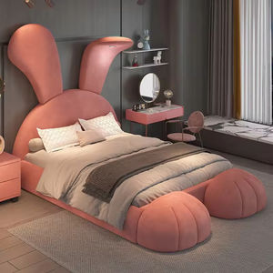 Новейшая дизайнерская кровать-кролик для девочек, высококачественная тканевая детская кровать с ночником, современная популярная двуспальная кровать с местом для хранения - Product Image 6