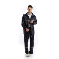 Imperméable réfléchissant pliable bleu marine de haute qualité imperméable vêtements de pluie pour une personne respirant Durable bandes réfléchissantes Tours