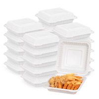 Conteneurs alimentaires rectangulaires jetables en plastique à clapet 8x8 à compartiment unique pour la préparation des repas et la vente en gros