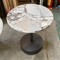 Meubles en pierre artificielle de luxe fabriqués à Foshan, ensemble de table basse, base en acier inoxydable, table d'appoint noire