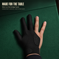 Gants de snooker professionnels personnalisés à 3 doigts, durables, antidérapants, respirants, en polyester extensible, avec fermeture auto-agrippante, ambidextres
