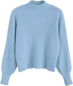 Maglione Pullover con collo finto a manica lunga a coste in <span class=keywords><strong>maglia</strong></span> <span class=keywords><strong>Basic</strong></span> Cropped maglioncino da <span class=keywords><strong>donna</strong></span> - Product Image 6