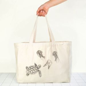 LILALILA Custom <b>Print</b> Recycled Cotton <b>Large</b> Shopping White Canvas Tote Bag - Product Image 5