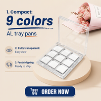 EN STOCK – Boîtier carré transparent fait main pour palette de fards à paupières neuf couleurs, étui à blush, plateau 9 compartiments, emballage de maquillage
