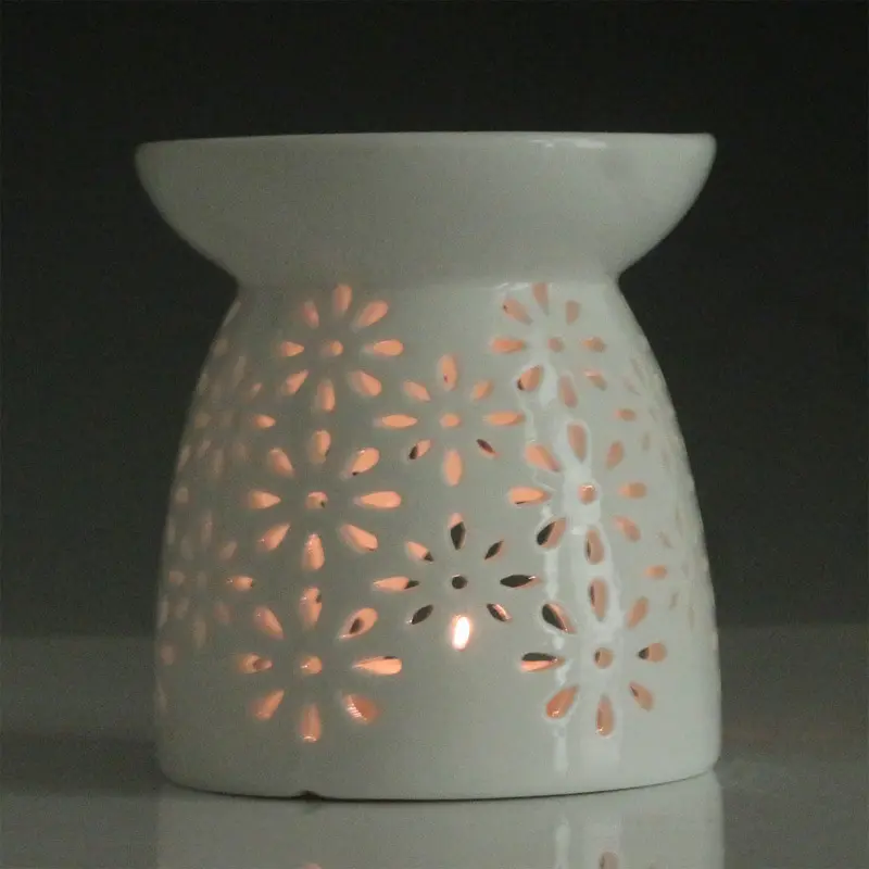 Factory Wholesale White Ceramic Tealight Essential Oil Burner Fragrance Candle Wax Warmer