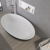Baignoire autoportante ronde à profil bas en surface solide, en pierre artificielle, pour spa et immersion