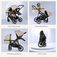 Poussette Double Luxe Légère Pliable, Conception Mode OEM&ODM pour Bébé, Landau Jumeaux et Porte-Bébés Nouveau-né