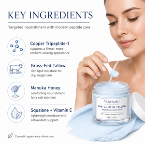 Crème hydratante <span class=keywords><strong>anti</strong></span>-âge bio à marque privée, barrière protectrice, GHK-Cu, peptide de cuivre, suif de bœuf, raffermissante pour le <span class=keywords><strong>cou</strong></span> <span class=keywords><strong>et</strong></span> le visage - Product Image 3