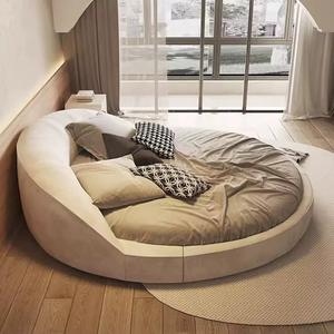 <span class=keywords><strong>Letto</strong></span> a Castello <span class=keywords><strong>Rotondo</strong></span> Contemporaneo Italiano in Velluto, Struttura in Legno, Stile Francese di Lusso, Assemblabile e Regolabile - Product Image 2