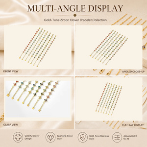กำไลข้อมือสตรีแบบโซ่และลิงค์สแตนเลสสตีลประดับเพชรซิร์คอน OEM ODM  เครื่องประดับแฟชั่น Vefiery ขายส่ง บรรจุภัณฑ์โลโก้สั่งทำได้ - Product Image 3