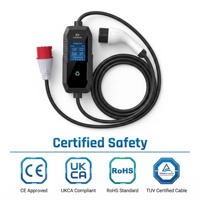 Station de recharge en cuivre pur avec écran de 2,8 pouces, chargeur EV portable 11 kW 16 A