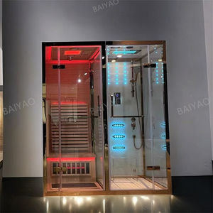 Cabine de sauna et de douche à vapeur combinée de luxe avec commande tactile et jets de massage, salle de spa 2 en 1 pour spa à domicile et relaxation - Product Image 2