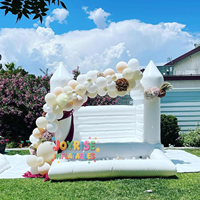 Château gonflable blanc pas cher avec piscine à balles, idéal pour mariage, en PVC 0,55 mm, installation facile, garantie 3 ans