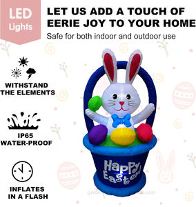 Decoración inflable de Pascua de 4 pies, conejo en cesta con huevos, luces LED integradas, decoración inflable para jardín, césped y fiestas. - Product Image 6