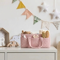 Organisateur de couches pour bébé avec poignée - Panier de rangement pour le change, panier portable pour la crèche, organisateur de couches pour voiture, cadeau pour bébé