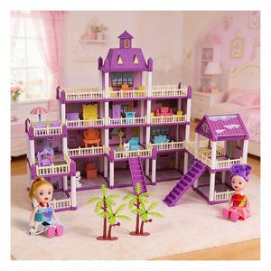 Casa de Muñecas de Plástico Inspirada en una Mansión, con Dormitorio, Cocina, Baño, Balcón y Muebles, Juguete de Regalo para Niños de 5 a 7 Años - Product Image 1