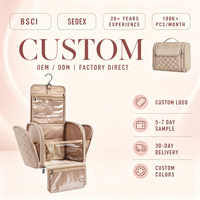 Sac de toilette de voyage suspendu en polyester avec logo personnalisé, plusieurs poches, organiseur de cosmétiques Blush Diamond, vente en gros OEM