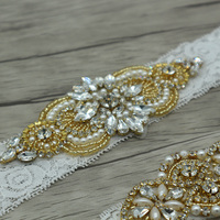 Jarretière de mariée en polyester, brodée à la main, ornée de strass, sexy, pour fête de mariage, cosplay, accessoire de mode pour la jambe