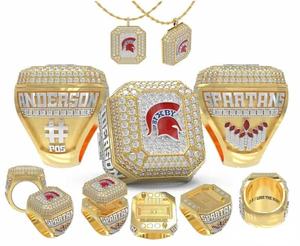 Bagues de championnat de baseball personnalisées tendance pour jeunes, en alliage de zinc plaqué or rose, pour anniversaire - Product Image 2