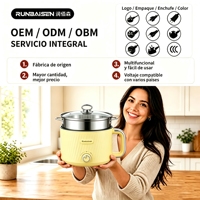 Casserole multifonctionnelle antiadhésive 1,8 L 600 W 220 V, marmite électrique à température réglable avec cuiseur vapeur, logo personnalisé OEM ODM
