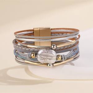 SEPT Women's Fancy Bohemian Multilayer Leather for Bracelet with <strong>Fake</strong> Pearl Wrap Elegant Bangle Bracelets <strong>Jewelry</strong> for Gifts - Product Image 2