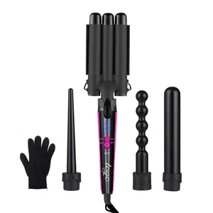 2024 nouveau produit Interchangeable Styler multifonction fabricant trois barils fer à friser ensemble bigoudi avec affichage LED