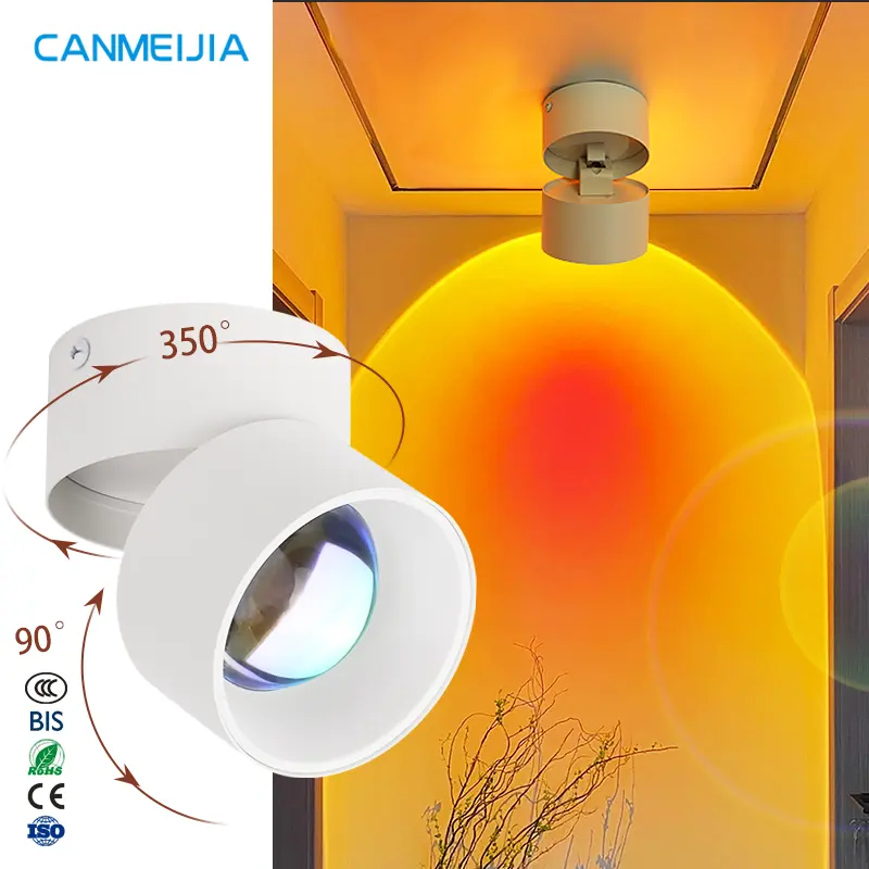 Montaje en superficie moderno Incrustación de focos giratorios ajustables, luz de puesta de sol/proyector de lámpara de puesta de sol, luces led de puesta de sol/lámpara de puesta de sol