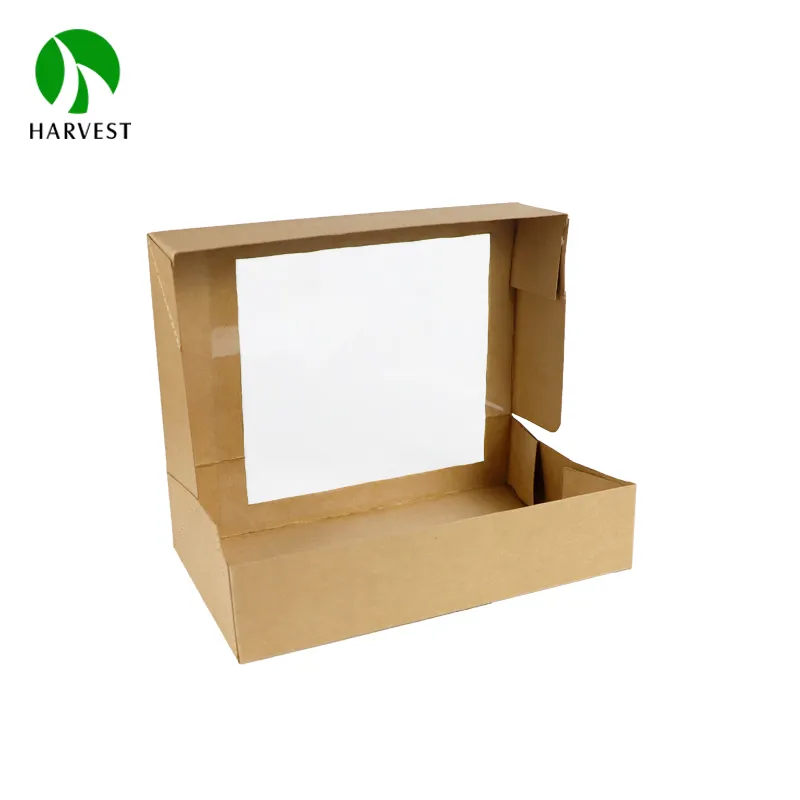 Take away Foldable Kraft Paper Food Boxes Dessert Box Catering Packaging