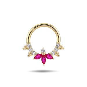 Boucles d'oreilles créoles et anneaux de nez articulés en or massif 14K 18K avec tourmaline, saphir, diamant et zircon cubique marquise – Bijoux fins - Product Image 6