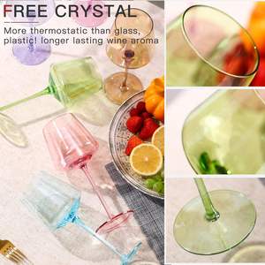 Verres à <span class=keywords><strong>vin</strong></span> rouge et blanc uniques et colorés de 18 oz, soufflés à la main, avec long pied, pour fêtes, <span class=keywords><strong>bar</strong></span> à domicile, Noël - Product Image 3