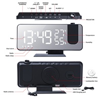 Nouveau Réveil Projecteur Numérique, Grandes Horloges de Table avec Radio, Thermomètre, Hygromètre, Chargeur Téléphone et Projection Murale Décorative
