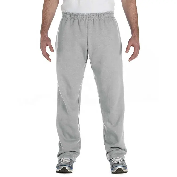 Custom Logo Knitted Grey Male Jogger Pants Open Bottom Sweatpants For Men