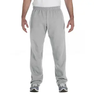 Özel Logo örme gri erkek koşucu pantolonu açık alt Sweatpants erkekler için