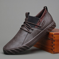 Chaussures de skate en cuir véritable pour hommes, chaussures basses contrastées, tendance, décontractées, à semelle souple, chaussures de marche quotidiennes à la mode pour hommes