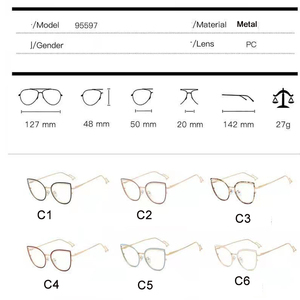 <span class=keywords><strong>Marco</strong></span> óptico de gafas bloquean la luz azul gato Ojo de Metal marcos río óptico anteojos ópticos 2021 - Product Image 6