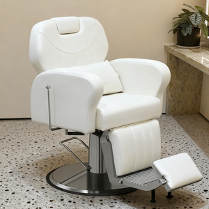 Fauteuil de Barbier en Cuir Crème Hydraulique, Chaise de Coiffure pour Salon, Mobilier de Beauté pour Lavage de Tête, Idéal pour Salon de Coiffure - Product Image 4