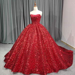 <b>Red</b> <b>Glitter</b> Crystal Sequins Ball Gown Quincenara Dresses Off the Shoulder Corset Sweet 16 Evening Dress 6663 - Product Image 2